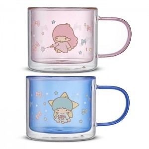 Hello Kitty LittleTwinStars Double Wall Coffee Mugs (Set of 2) Pink / Blue | USA_HK63471
