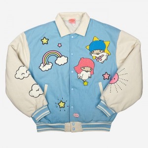 Hello Kitty LittleTwinStars x Dumbgood Varsity Jacket Blue | USA_HK43647