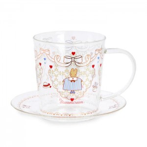 Hello Kitty Marron Cream Glass Cup and Saucer Set Multicolor | USA_HK92185