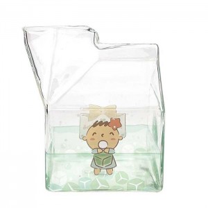 Hello Kitty Minna No Tabo Kawaii Glass Milk Carton Cup Green | USA_HK45416