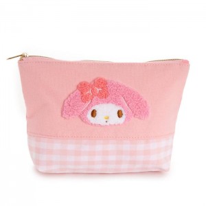 Hello Kitty My Melody Chenille Gingham Zipper Pink | USA_HK34442