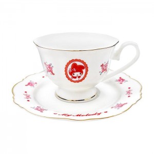 Hello Kitty My Melody Tea Cup and Saucer Set (Classic Corduroy Series) White | USA_HK59817