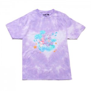 Hello Kitty My Melody x Care Bears Tie-Dye Glitter Tee Lavender | USA_HK74078