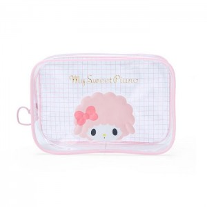 Hello Kitty My Sweet Piano Clear Grid Zipper Pink | USA_HK98317