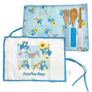 Hello Kitty PataPataPeppy Wooden Travel Cutlery Set (Flower Power Series) Blue | USA_HK14953