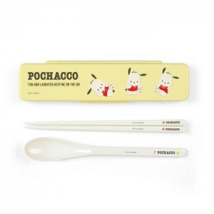 Hello Kitty Pochacco Everyday Chopsticks & Spoon Set Yellow | USA_HK55945