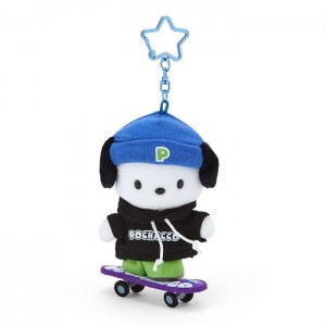 Hello Kitty Pochacco Plush Mascot Keychain (Sk8r Squad Series) Blue / Black | USA_HK36190