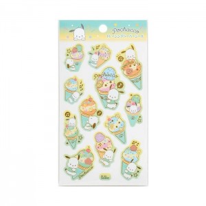 Hello Kitty Pochacco Sticker Sheet (Ice Cream Party Series) Yellow | USA_HK22383