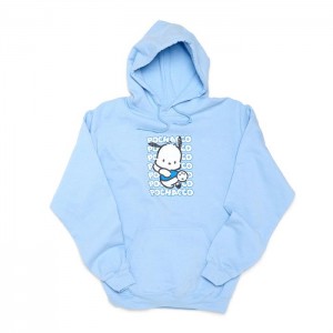 Hello Kitty Pochacco Watashi Wa Unisex Hoodie Blue | USA_HK28059
