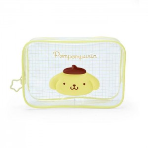 Hello Kitty Pompompurin Clear Grid Zipper Yellow | USA_HK92092