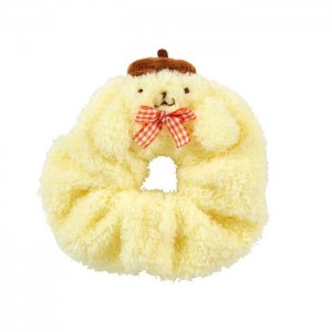 Hello Kitty Pompompurin Cozy Plush Scrunchie (Gingham Bow) Yellow | USA_HK32872