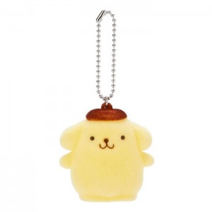 Hello Kitty Pompompurin Flocked Keychain Mascot Yellow | USA_HK46893