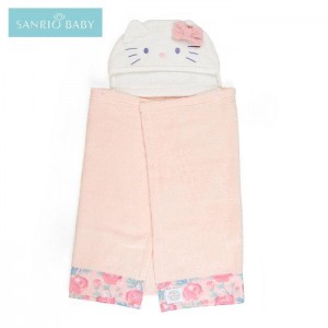 Hello Kitty Sanrio Baby Hello Kitty Hooded Bath Wrap Cream | USA_HK87224