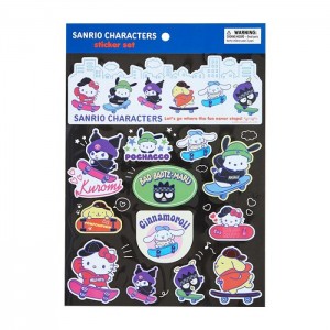 Hello Kitty Sanrio Characters 13-pc Sticker Sheet (Sk8r Squad Series) Multicolor | USA_HK85221